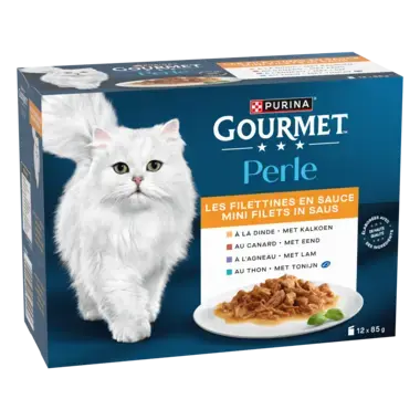 GOURMET™ Perle Mini Filets in Saus met Kalkoen, Tonijn, Eend, Lam kattenvoer nat
