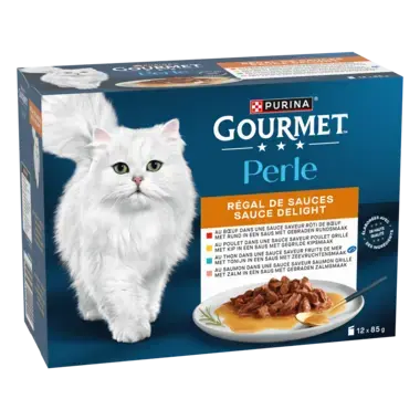 GOURMET™ Perle Sauce Delight met Rund, Kip, Tonijn, Zalm kattenvoer nat
