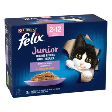 FELIX® MALSE REEPJES Junior Selectie met Vlees en Vis in Gelei