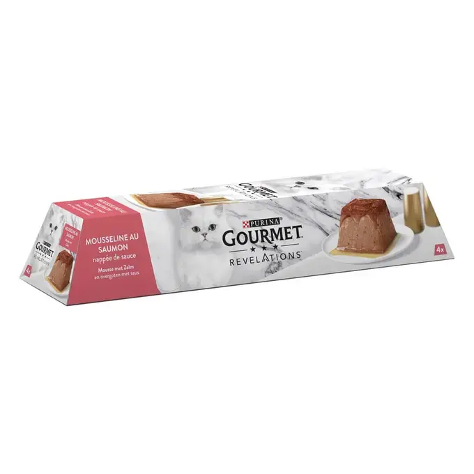 4x Unité PURINA GOURMET® REVELATIONS™ Mousseline au Saumon nappée de sauce