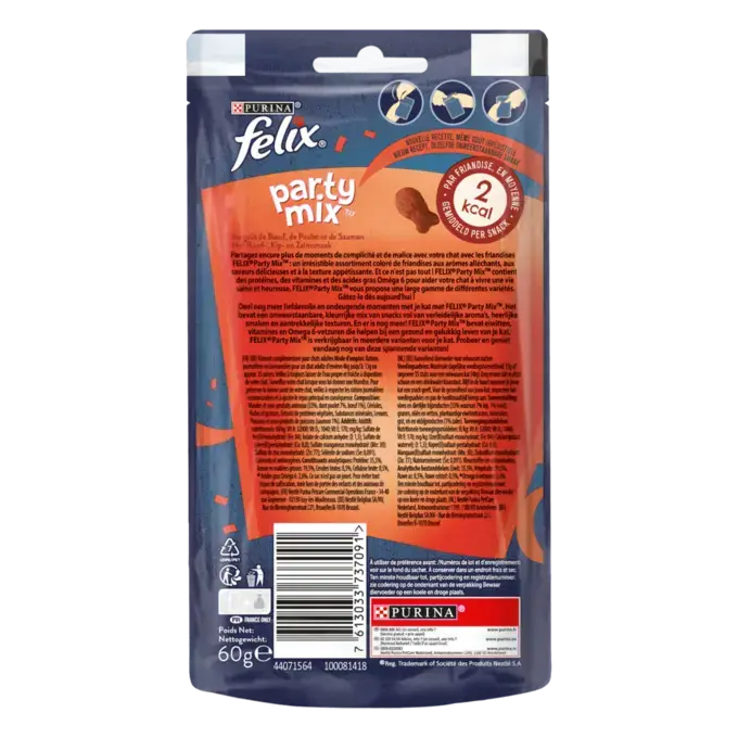Dos d'Emballage PURINA® FELIX® PARTY MIX Saveur Grillade