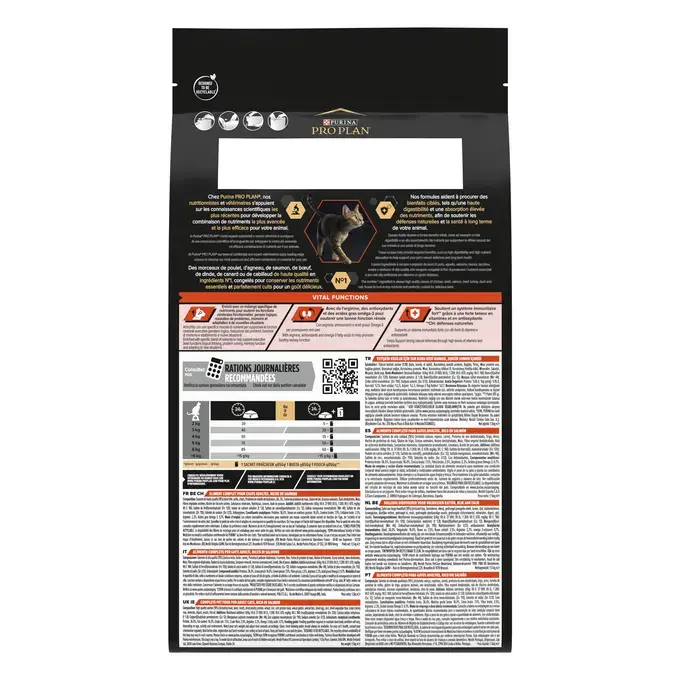 Dos de l'emballage PRO PLAN® VITAL FUNCTIONS Adult Riche en Saumon