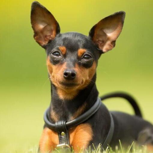 Hond zit in het gras