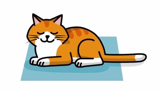 : kat in rechtop zittende slaaphouding illustratie